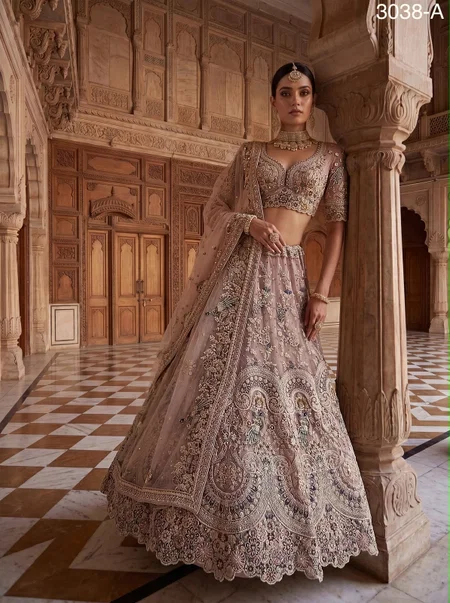 Lavender Colour Premium Net Embroidery Designer Lehenga Choli 3038 A 